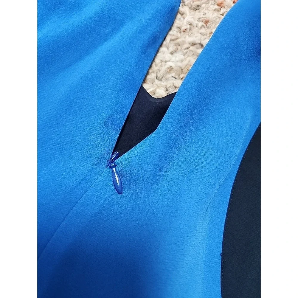 New Banana Republic Color block chevron‎ Pleated midi dress 4 Royal Blue